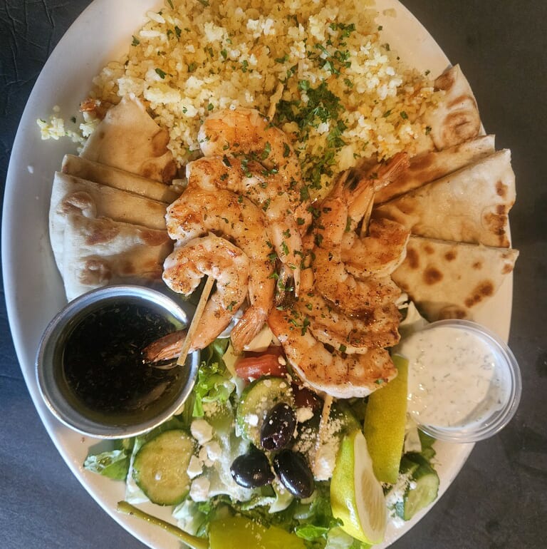 Shrimp Souvlaki.